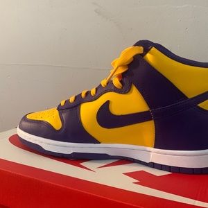 Nike Jordan yellow and purple hi dunks